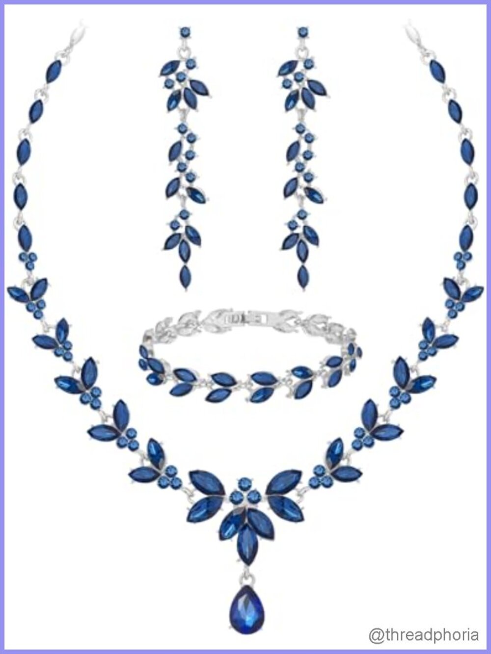 Bridal Jewelry Set Silver Plated Zinc Alloy Austrian Crystal Necklace Earrings